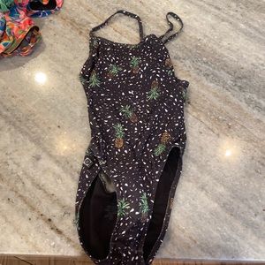 Jolyn solid back one piece, pineapple print